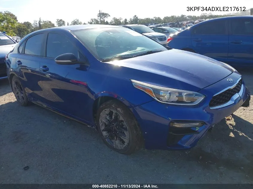 2020 Kia Forte Gt-Line VIN: 3KPF34ADXLE217612 Lot: 40852210