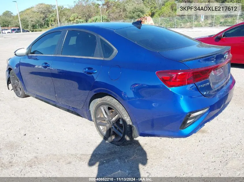 2020 Kia Forte Gt-Line VIN: 3KPF34ADXLE217612 Lot: 40852210