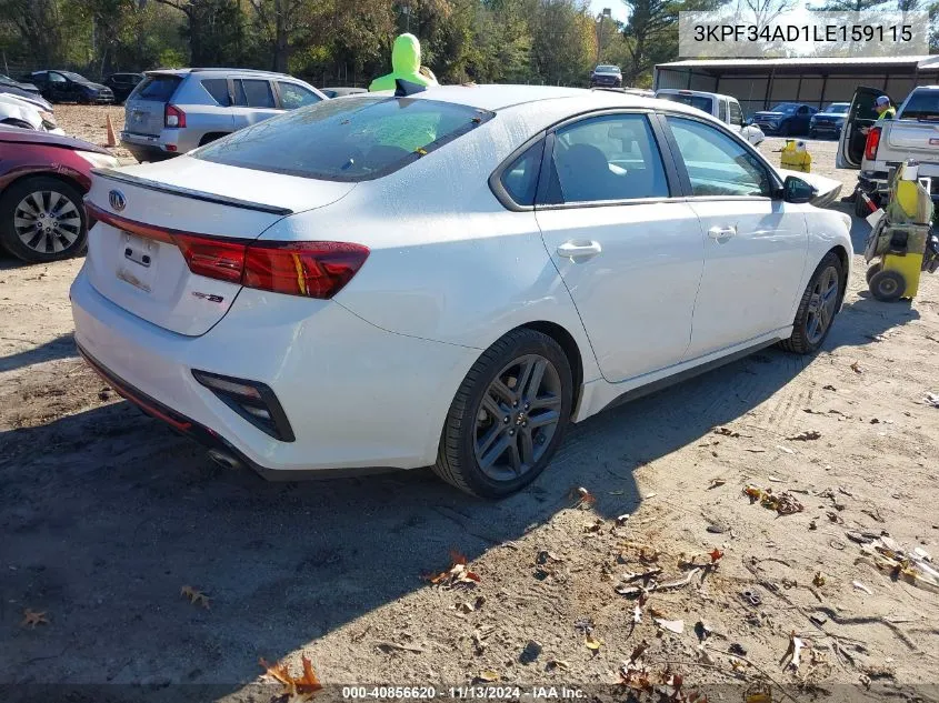 2020 Kia Forte Gt-Line VIN: 3KPF34AD1LE159115 Lot: 40856620