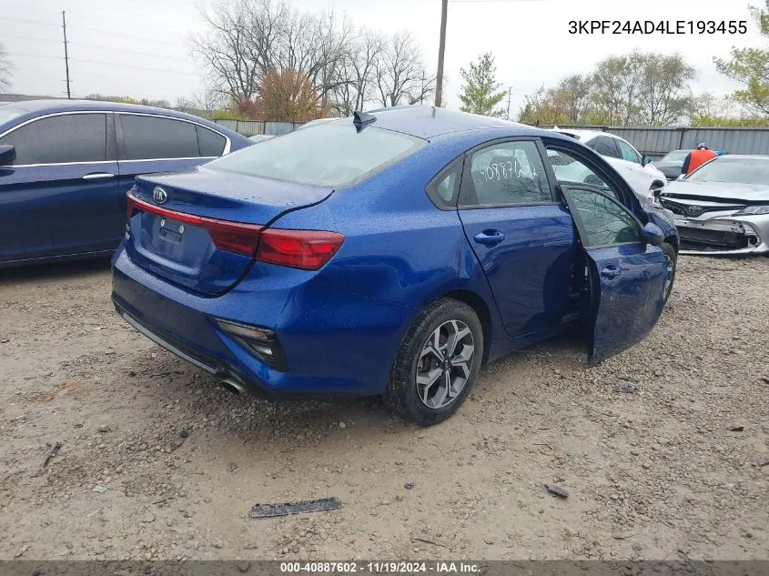 2020 Kia Forte Lxs VIN: 3KPF24AD4LE193455 Lot: 40887602