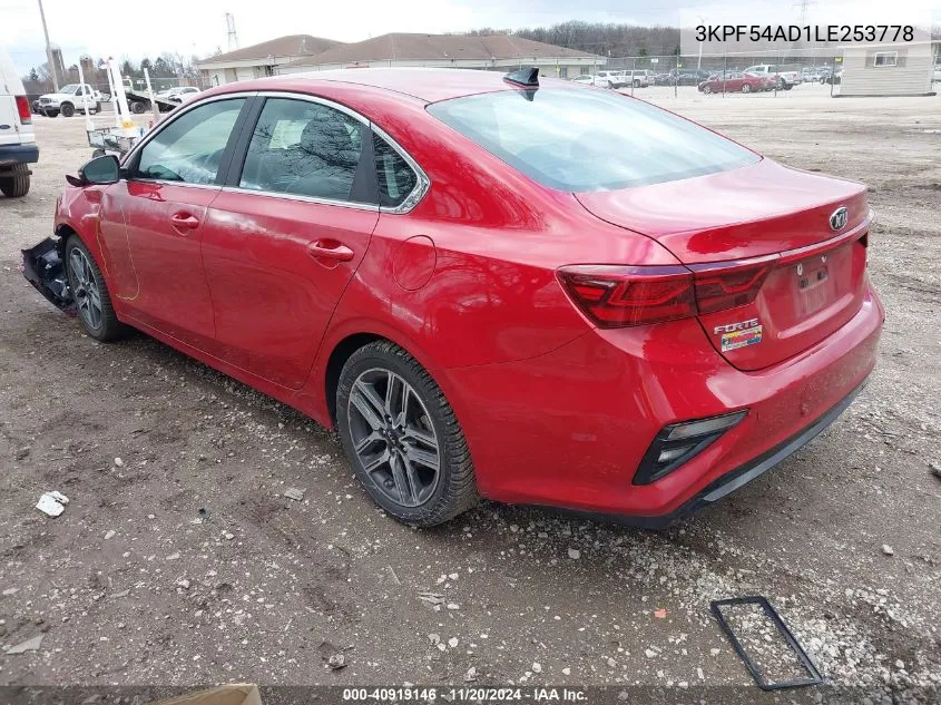 2020 Kia Forte Ex VIN: 3KPF54AD1LE253778 Lot: 40919146