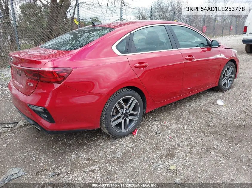 2020 Kia Forte Ex VIN: 3KPF54AD1LE253778 Lot: 40919146