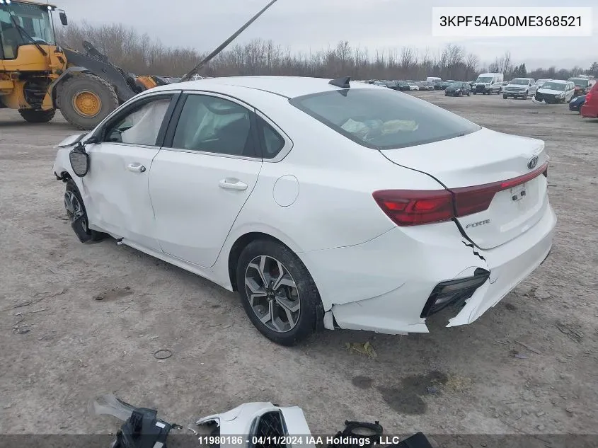 2021 Kia Forte VIN: 3KPF54AD0ME368521 Lot: 11980186