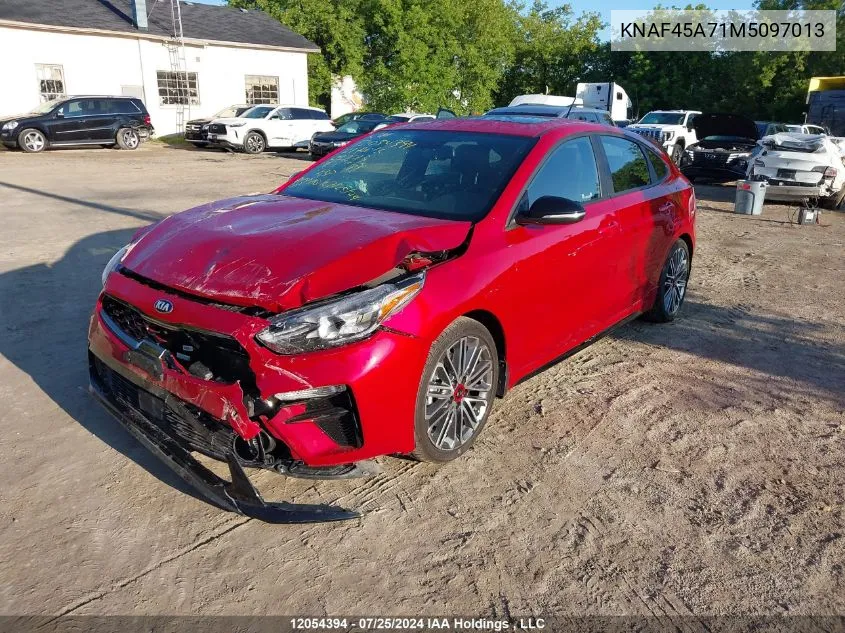 2021 Kia Forte Gt VIN: KNAF45A71M5097013 Lot: 12054394