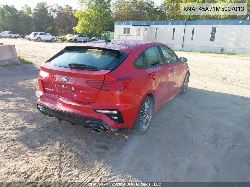 2021 Kia Forte Gt VIN: KNAF45A71M5097013 Lot: 12054394