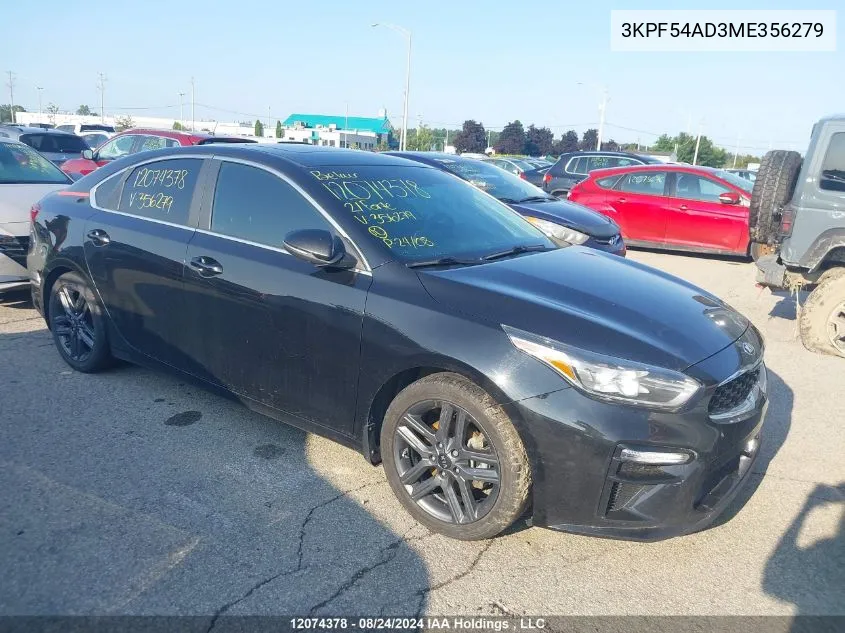 2021 Kia Forte VIN: 3KPF54AD3ME356279 Lot: 12074378