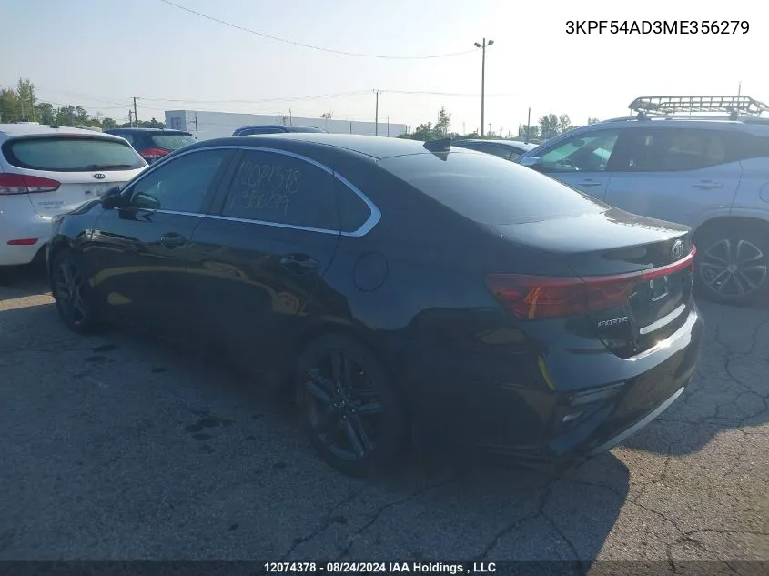 2021 Kia Forte VIN: 3KPF54AD3ME356279 Lot: 12074378