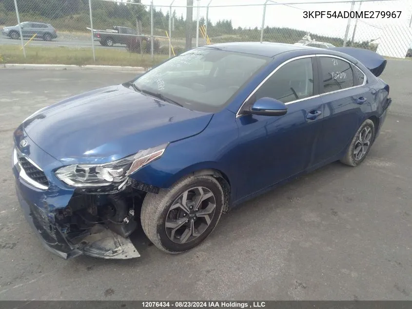 2021 Kia Forte Ex VIN: 3KPF54AD0ME279967 Lot: 12076434