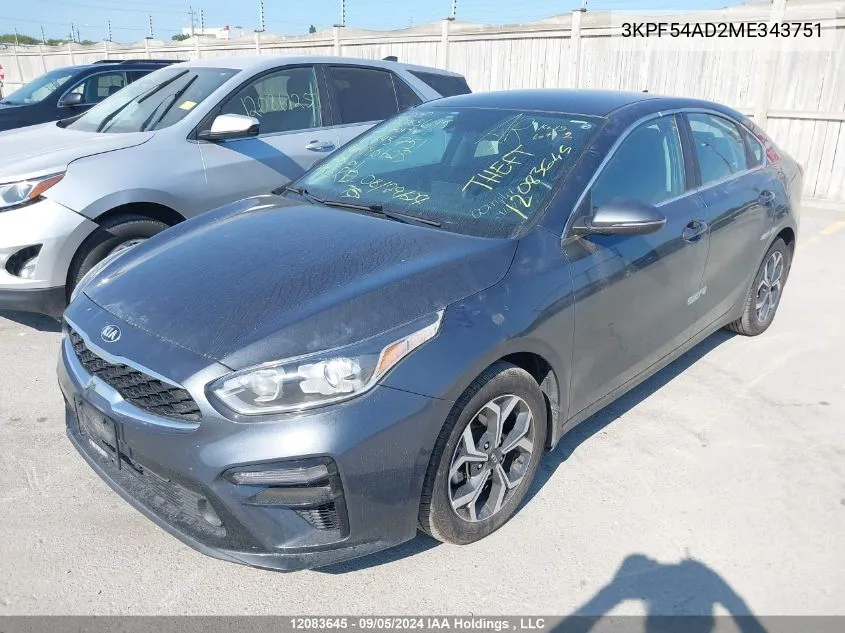 3KPF54AD2ME343751 2021 Kia Forte