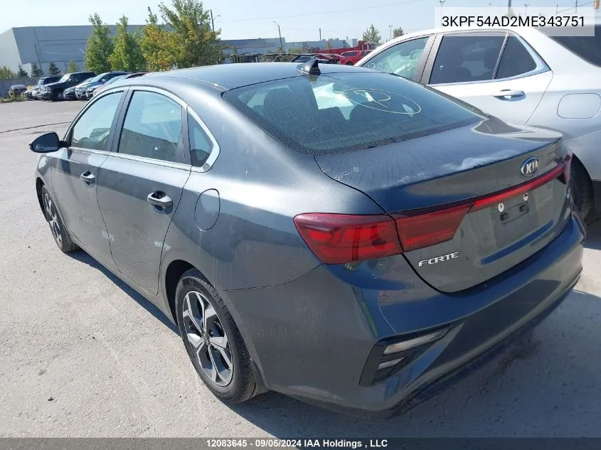 2021 Kia Forte VIN: 3KPF54AD2ME343751 Lot: 12083645