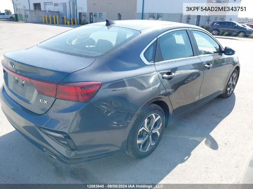 3KPF54AD2ME343751 2021 Kia Forte