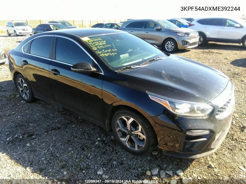 2021 Kia Forte VIN: 3KPF54ADXME392244 Lot: 12099347