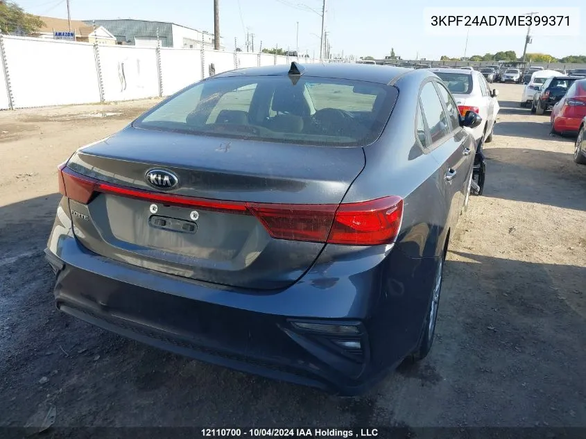 2021 Kia Forte Fe/Lxs VIN: 3KPF24AD7ME399371 Lot: 12110700