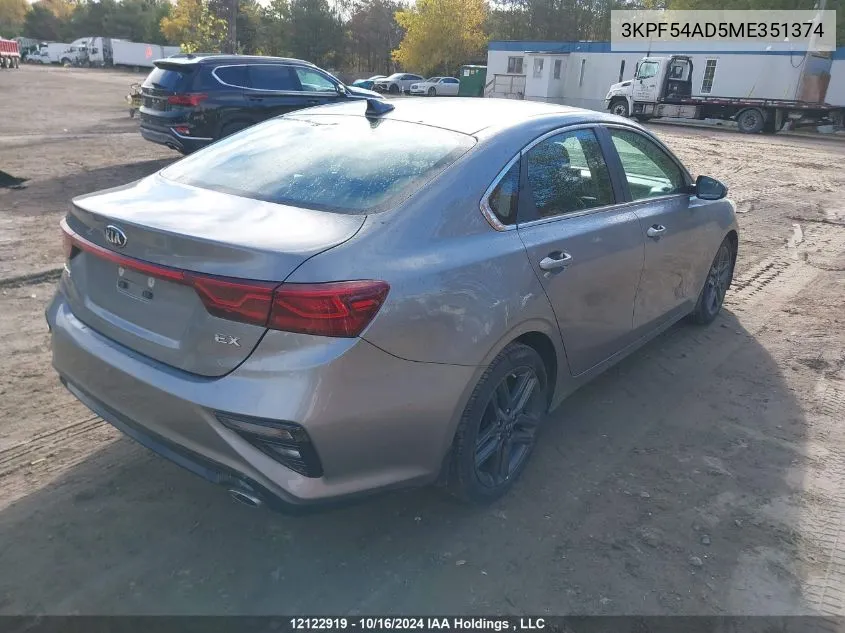 2021 Kia Forte VIN: 3KPF54AD5ME351374 Lot: 12122919