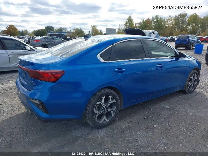 2021 Kia Forte VIN: 3KPF54AD3ME365824 Lot: 12123432