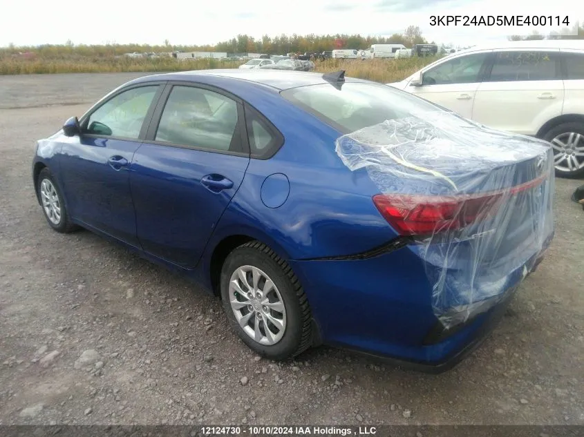 2021 Kia Forte VIN: 3KPF24AD5ME400114 Lot: 12124730