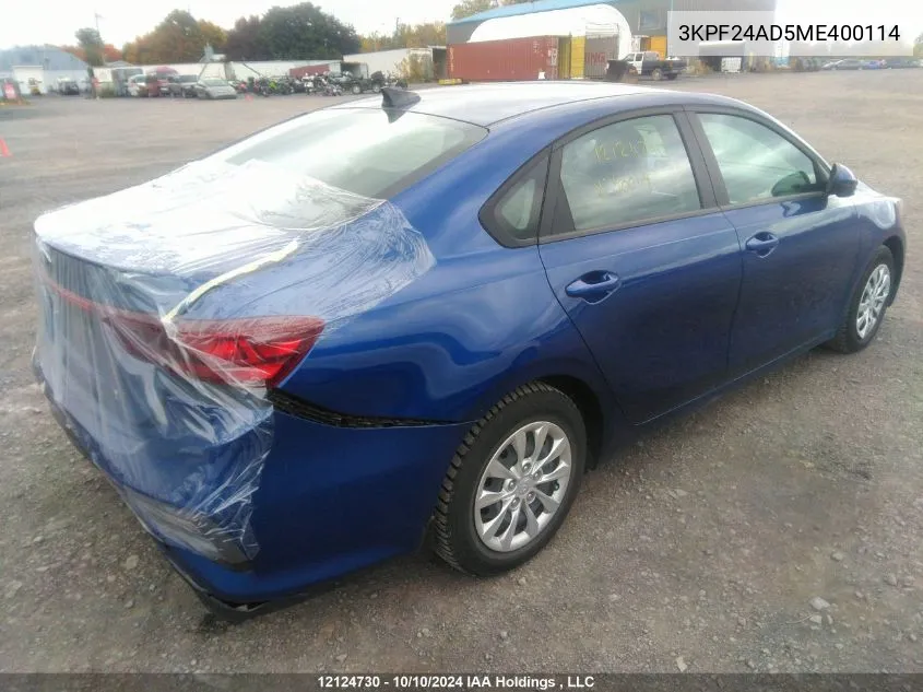 2021 Kia Forte VIN: 3KPF24AD5ME400114 Lot: 12124730