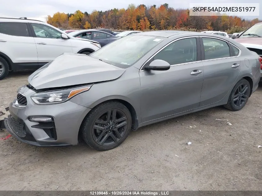 2021 Kia Forte Ex VIN: 3KPF54AD2ME351977 Lot: 12139845