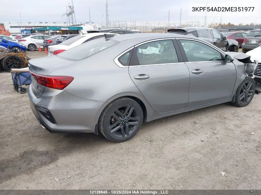 2021 Kia Forte Ex VIN: 3KPF54AD2ME351977 Lot: 12139845