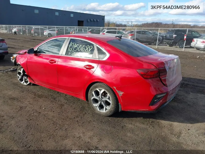 2021 Kia Forte VIN: 3KPF54AD3ME280966 Lot: 12150688