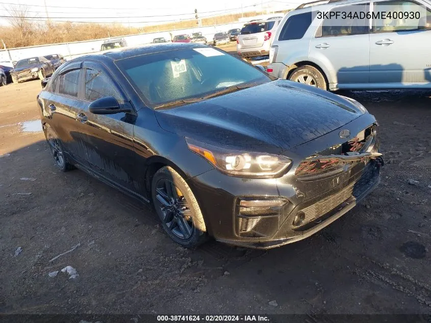 2021 Kia Forte Gt-Line VIN: 3KPF34AD6ME400930 Lot: 38741624