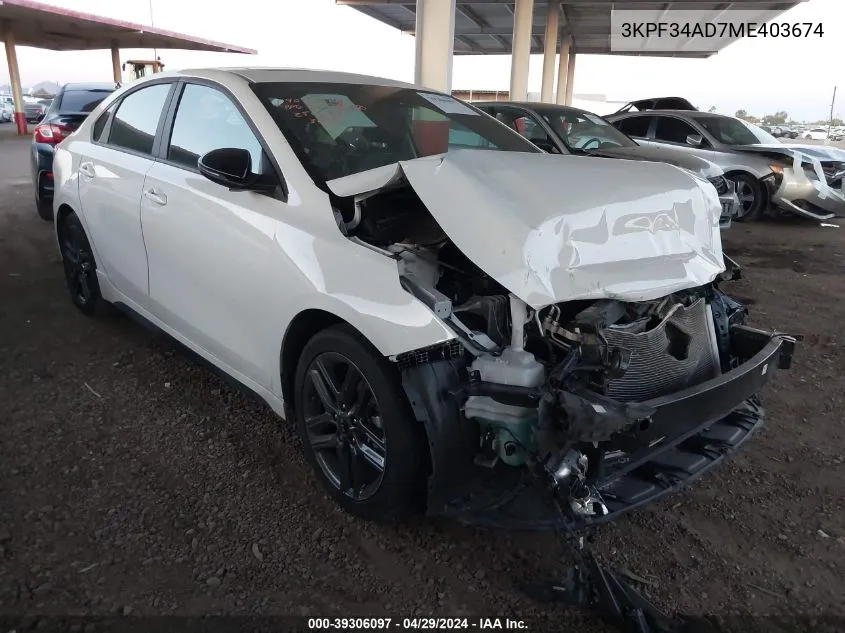 2021 Kia Forte Gt-Line VIN: 3KPF34AD7ME403674 Lot: 39306097