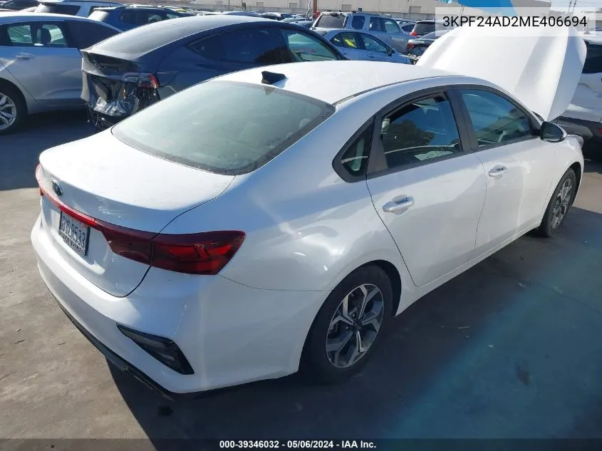 3KPF24AD2ME406694 2021 Kia Forte Lxs