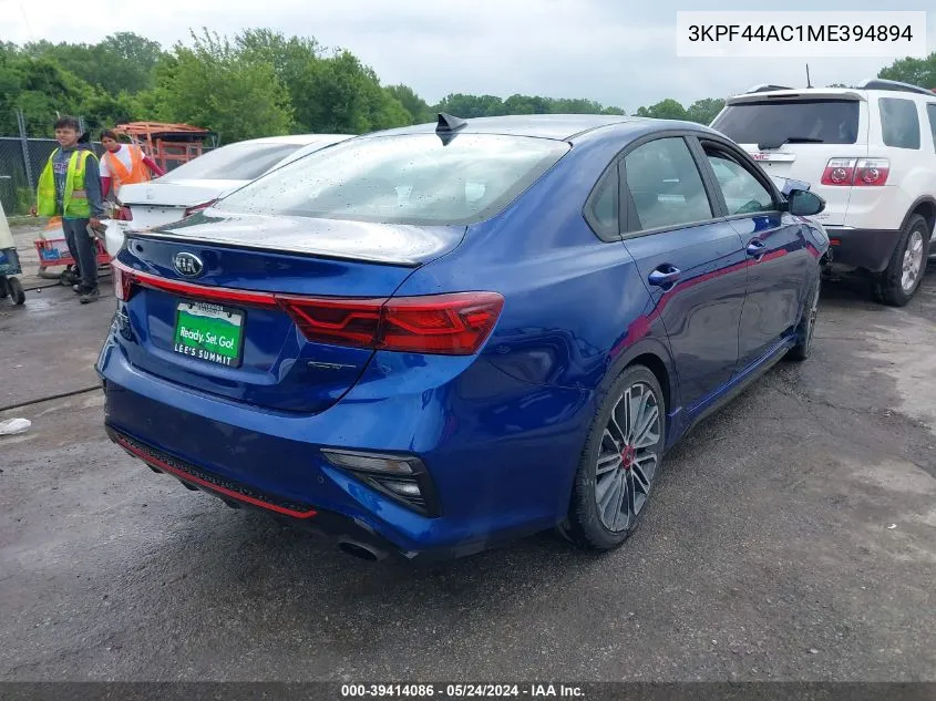 2021 Kia Forte Gt VIN: 3KPF44AC1ME394894 Lot: 39414086