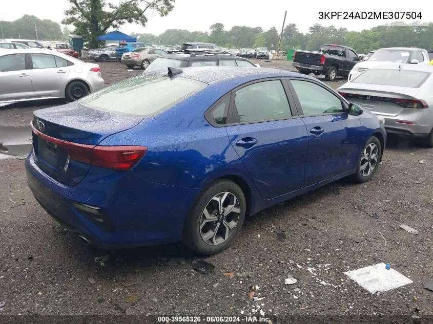 2021 Kia Forte Lxs VIN: 3KPF24AD2ME307504 Lot: 39565326