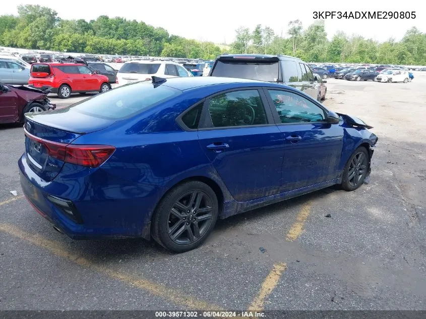 2021 Kia Forte Gt-Line VIN: 3KPF34ADXME290805 Lot: 39571302