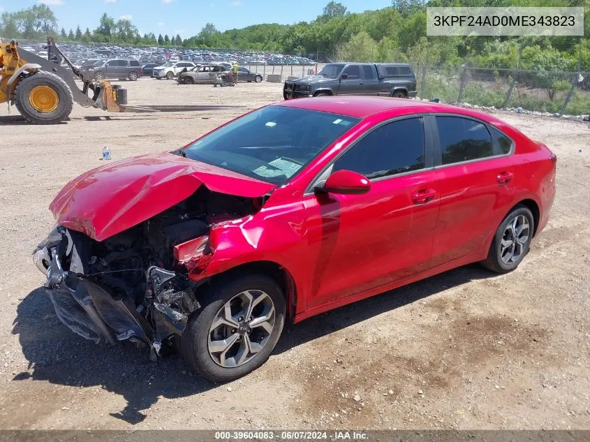 2021 Kia Forte Lxs VIN: 3KPF24AD0ME343823 Lot: 39604083