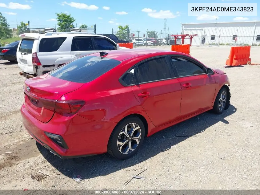 2021 Kia Forte Lxs VIN: 3KPF24AD0ME343823 Lot: 39604083