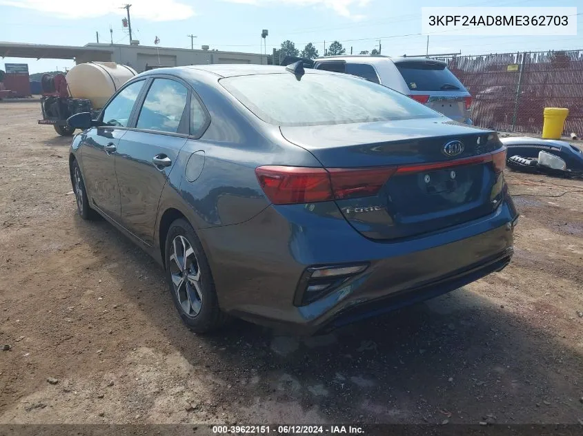 3KPF24AD8ME362703 2021 Kia Forte Lxs