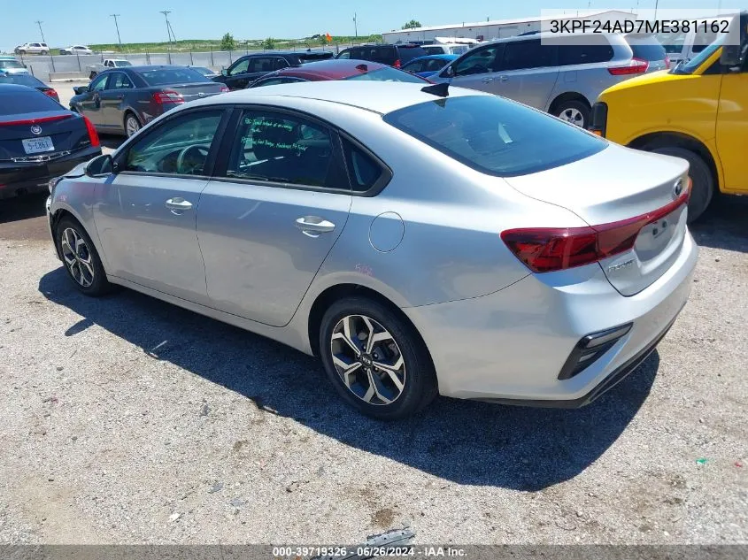 2021 Kia Forte Lxs VIN: 3KPF24AD7ME381162 Lot: 39719326