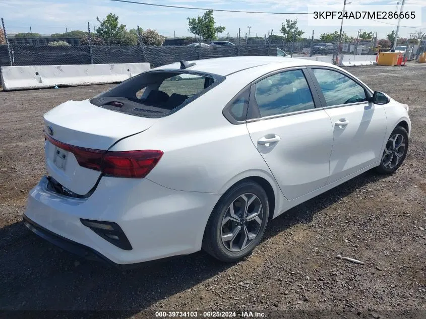 2021 Kia Forte Lxs VIN: 3KPF24AD7ME286665 Lot: 39734103