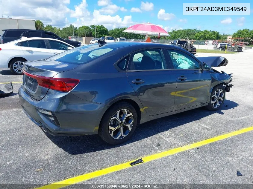 2021 Kia Forte Lxs VIN: 3KPF24AD3ME349549 Lot: 40500311