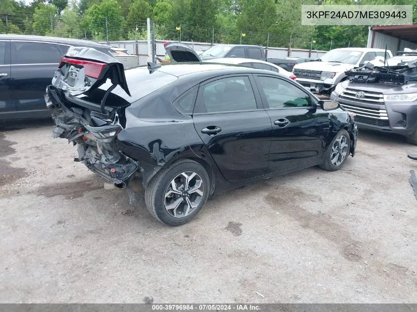 2021 Kia Forte Lxs VIN: 3KPF24AD7ME309443 Lot: 39796984