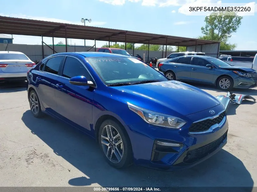 2021 Kia Forte Ex VIN: 3KPF54AD6ME352260 Lot: 39799656