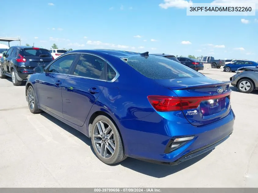 2021 Kia Forte Ex VIN: 3KPF54AD6ME352260 Lot: 39799656