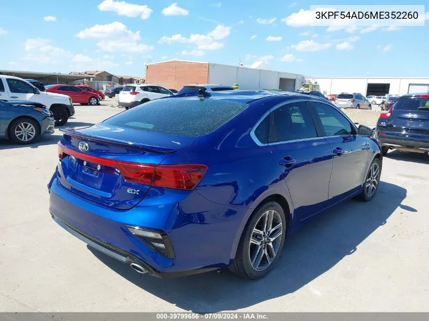 2021 Kia Forte Ex VIN: 3KPF54AD6ME352260 Lot: 39799656