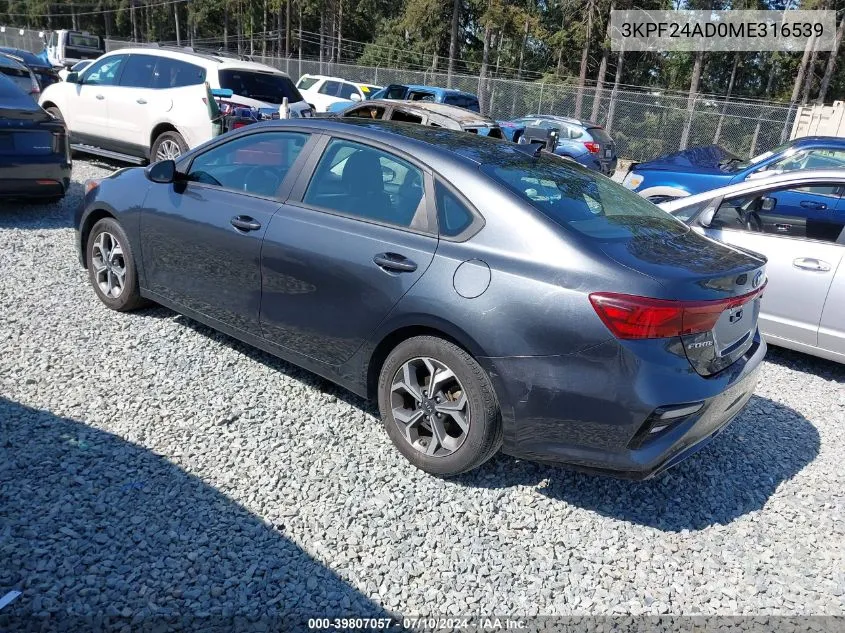 3KPF24AD0ME316539 2021 Kia Forte Lxs