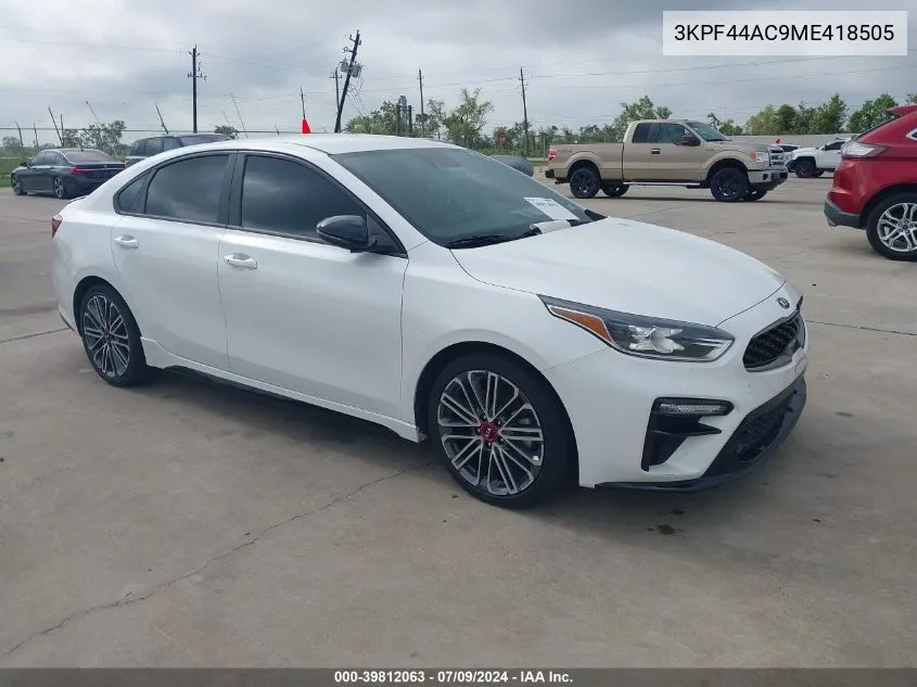 2021 Kia Forte Gt VIN: 3KPF44AC9ME418505 Lot: 39812063