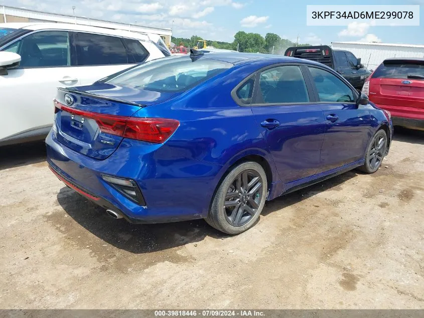 2021 Kia Forte Gt-Line VIN: 3KPF34AD6ME299078 Lot: 39818446