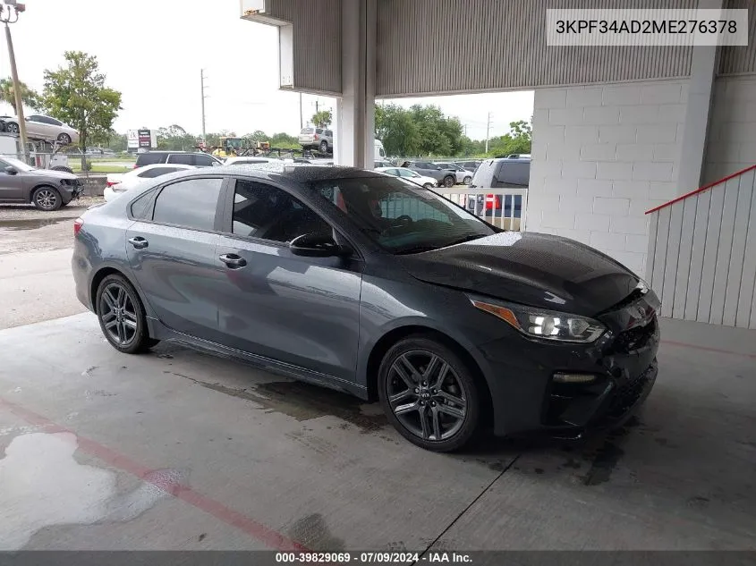 2021 Kia Forte Gt-Line VIN: 3KPF34AD2ME276378 Lot: 39829069