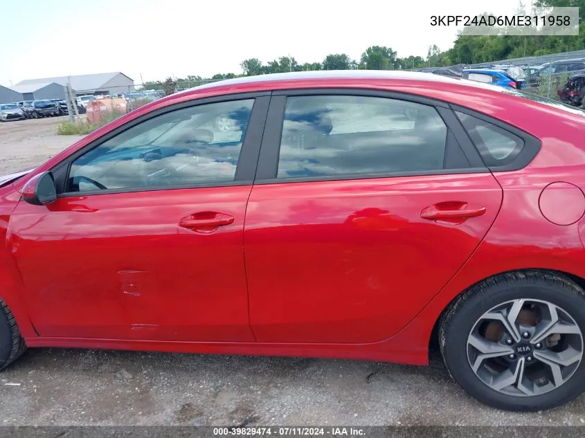 3KPF24AD6ME311958 2021 Kia Forte Lxs