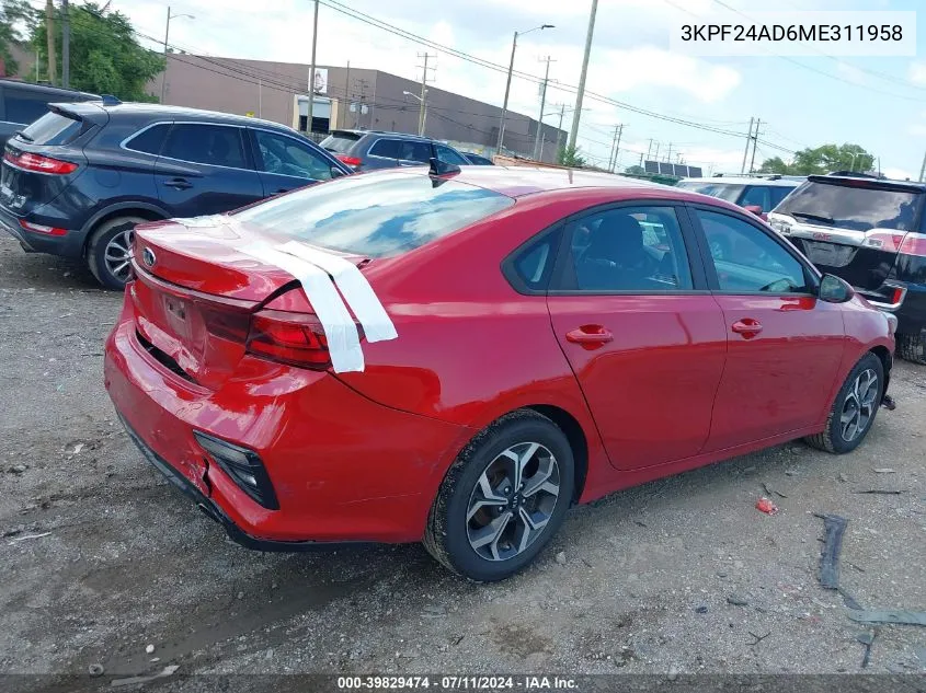 2021 Kia Forte Lxs VIN: 3KPF24AD6ME311958 Lot: 39829474