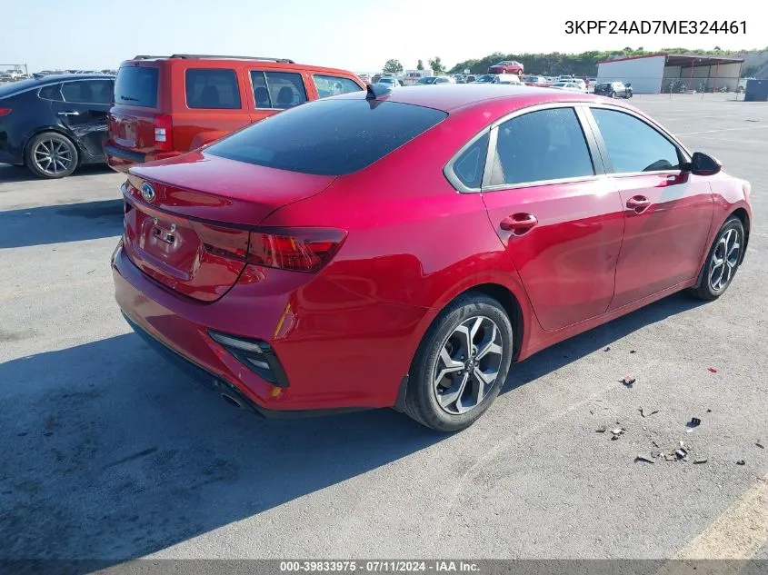 2021 Kia Forte Lxs VIN: 3KPF24AD7ME324461 Lot: 39833975