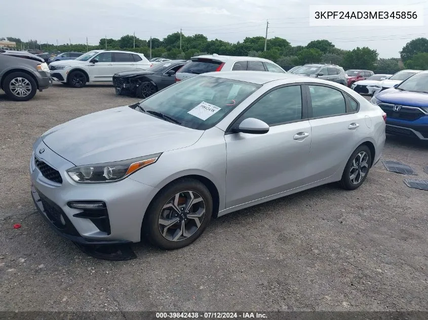 2021 Kia Forte Lxs VIN: 3KPF24AD3ME345856 Lot: 39842438