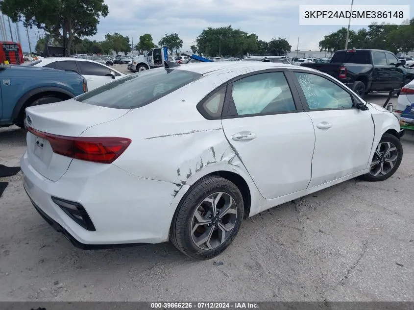 2021 Kia Forte Lxs VIN: 3KPF24AD5ME386148 Lot: 39866226