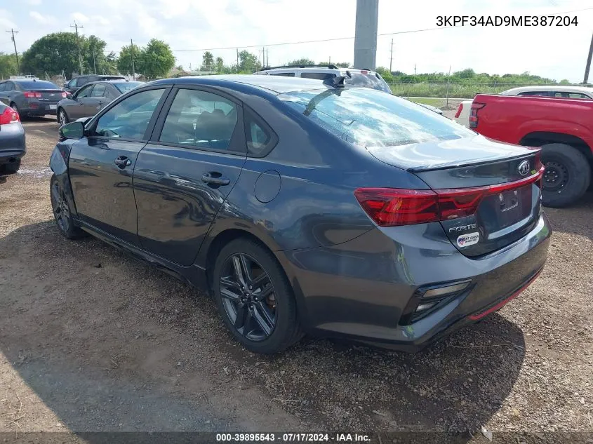 2021 Kia Forte Gt-Line VIN: 3KPF34AD9ME387204 Lot: 39895543